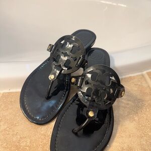 Black Logo Thong Sandals